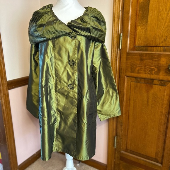 dennis basso Jackets & Blazers - Dennis Basso Olive Green Pleated dress jacket